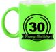 Bellatio Decorations Shoppartners Bv Happy Birthday 30 years cadeau mok / beker met wimpel - 330 ml - neon groen - verjaardagscadeau