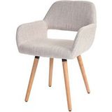 Générique HWC Set van 6 eetkamerstoelen HWC-A50 II, keukenstoel, retro jaren 50 ontwerp ~ textiel, crème/grijs, lichte poten