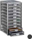 Relaxdays Brievenbak A4 - Met 10 Lades - Bureau Organizer - Staal - Zilver