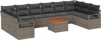 vidaXL Tuinbank Set 11-delig Grijs Polyrattan