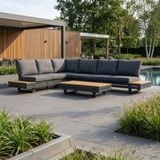 LUX outdoor living Vegas hoek loungeset-links 6 personen incl. tafel | aluminium + polywood | antraciet | 5-delig