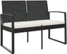 vidaXL Tuinbank 2-zits met kussens polypropeen rattan zwart