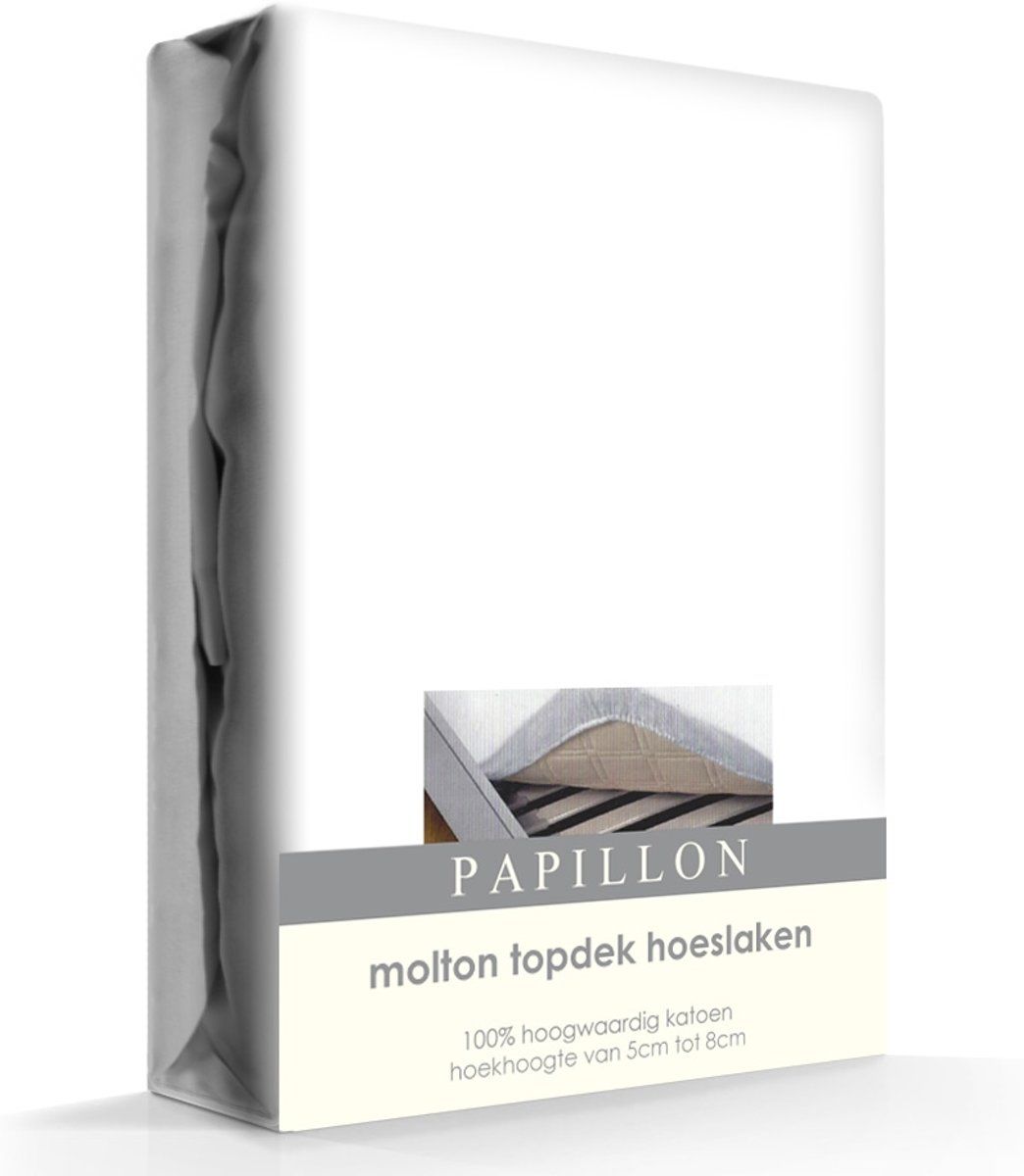 Papillon Topper Molton Hoeslaken Katoen - 180 x 200 cm - Wit