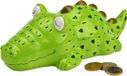 G. Wurm Spaarpot krokodil - voor kinderen - keramiek - groen - 22 x 8 x 11 cm