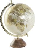 Item International Items Deco Wereldbol/globe op voet - kunststof - beige/goud - home decoratie artikel - D20 x H30 cm