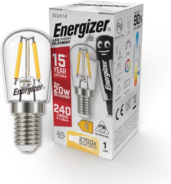 Energizer energiezuinige Led filament lamp - PYGMY - E14 - 2 Watt - warmwit licht - niet dimbaar - 1 stuks