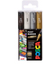 Posca PC-1M Extra Fine Marker Pen Set - Black, Gold, Silver, White - 4 Pack