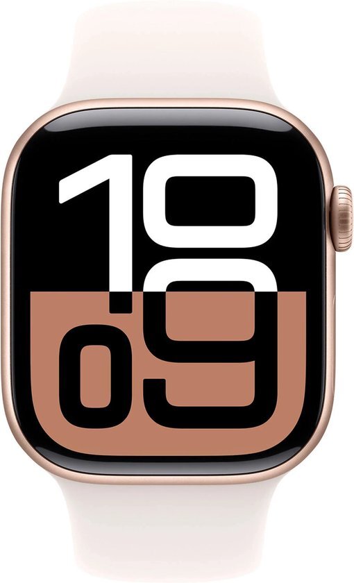 Apple Watch Series 10 - Wifi + 4G - 42mm - Rose Gouden Aluminium Case met Light Blush Sportbandje - M/L