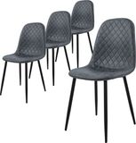 ML-Design Eetkamerstoel, set van 4, antraciet, kunstlederen bekleding, met rugleuning