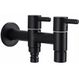 AMAKUS TRADING LTD Robinet d'eau froide à montage mural - Lavabo allongé en acier inoxydable - Robinet pour machine à laver et serpillière - Robinets pour piscine et jardin - Robinet d'eau froide double long - pour salle de bain - Interface machine à laver 6 points
