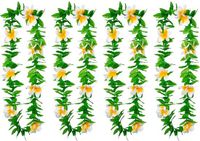 Boland Hawaii krans/slinger - 4x - Tropische kleuren mix groen/wit - Bloemen hals slingers