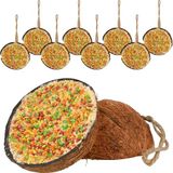 dobar® 10 x gevulde kokosnoothelften om op te hangen, vitamine-vogelvoer, gevulde halve kokosnoten, vetvoervullingen voor wilde vogels, 2 kg (1 stuk)