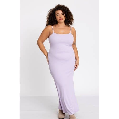 YOEK Lounge bodycon maxi jurk lila