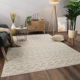 Paco Home Vloerkleed Woonkamer Laagpolig Boho Patroon Scandinavisch 200x280 cm Crème 2