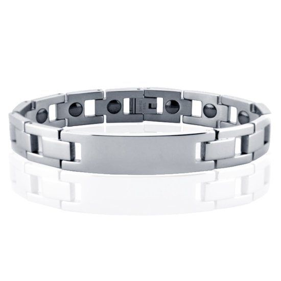 TJ Tom Jaxon Tom Jaxon Edelstaal heren armband Magneten Graveren Zilverkleurig