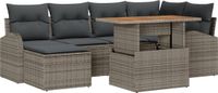 vidaXL - Tuinbank - Set - 7 - st - Grijs - Poly - rattan