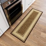 Ottomanson Ottohome-collectie tapijtloper met rubberen achterkant en modern randdesign, 50 cm x 150 cm, bruin