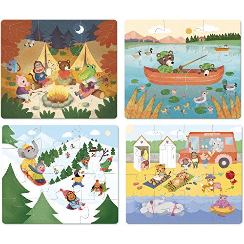 Vilac 4 puzzels "Die Ferien" - 2634 - 4 stuks