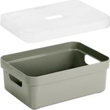 Sunware Opbergboxen met transparante deksel - 3x stuks - lichtgroen - 9 liter - kunststof - 35 x 25 x 12 cm