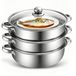 Omgoods - Casserole vapeur en acier inoxydable avec couvercle en verre et compatibilité induction