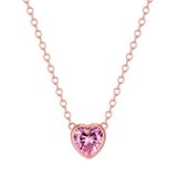 Trilani Ketting 925 Zilver Roségoud 45 cm Zirkonia Briljant Slijpvorm Roze