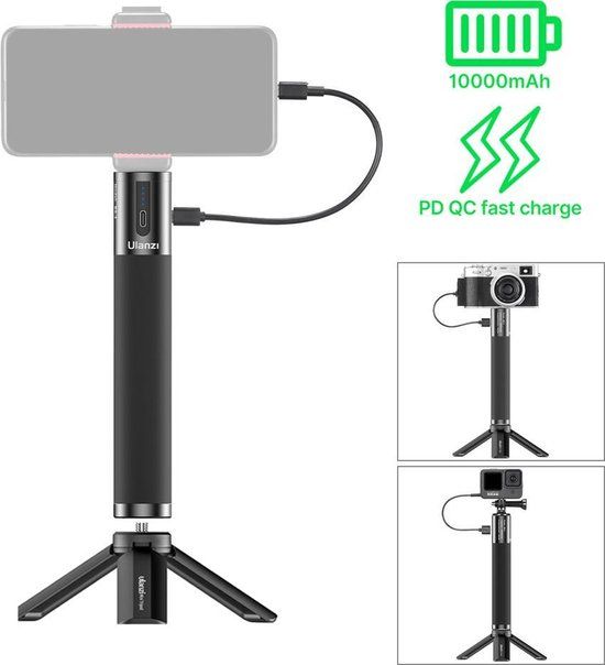 Ulanzi BG-3 Powerbank Grip - 10.000 mAh - 18W - Quick Charge - USB-C - Black