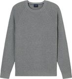 OLYMP Casual modern fit trui structuur - katoenmengsel - O-hals - grijs