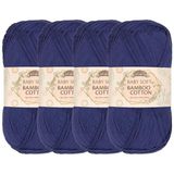 JubileeYarn Baby Zacht Bamboe Katoenen Garen - 50g/Skein - Koud Nachtblauw - 4 Strengen