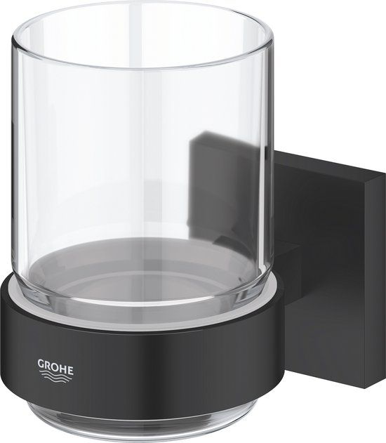 GROHE QuickFix Start Cube Glas met Houder - Matte Black