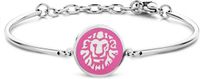 CO88 Collection Zodiac 8CB 90326 Stalen Armband met Hanger - Sterrenbeeld Leeuw 15 mm - One-size - Zilverkleurig / Donkerroze