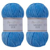 Utopia Crafts Velvet Lux Chenille superzacht, grof garen voor breien en haakgaren, 2 x 100 g (hemelsblauw)