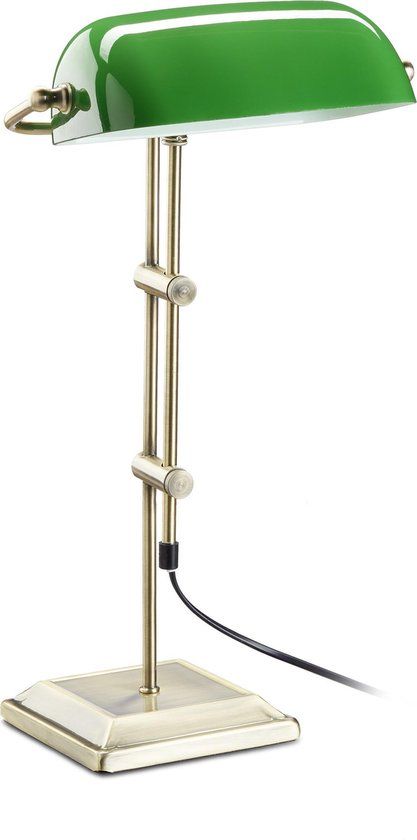 Relaxdays Notarislamp - Groen - Retro Bankierslamp - Bureaulamp - Leeslamp - Vintage Design
