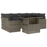 vidaXL Loungeset met Kussens, Poly Rattan, Grijs