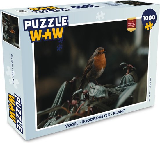 MuchoWow Puzzel Vogel - Roodborstje - Plant - Legpuzzel - Puzzel 1000 stukjes volwassenen