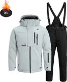 GOURIXIN Nivard Skipak - SkiBroek - Skijas - Ski Suit - Wintersport - Heren - 2-Delig - Lichtgrijs - Maat XL