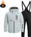 GOURIXIN Nivard Skipak - SkiBroek - Skijas - Ski Suit - Wintersport - Heren - 2-Delig - Lichtgrijs - Maat XL