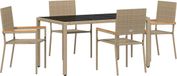 vidaXL Tuin Eettafel Set 5-delig Beige Poly Rattan