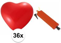 Shoppartners Rode hartjesballonnen 36 stuks inclusief ballonpomp
