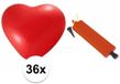 Shoppartners Rode hartjesballonnen 36 stuks inclusief ballonpomp