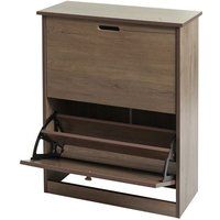 Schoenenkanon HWC-K45, schoenenkast schoenenrek, 81x60x25cm 2 kleppen, MDF gemaakt van paulownia ~ grijsbruin