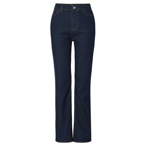 PIECES high waist straight leg jeans dark blue denim