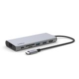 Belkin INC009BTSGY USB-C Docking Station, 7-in-1 Hub, 4K 60Hz HDMI, 100W PD, 2.5Gbps Ethernet, 2x USB-A, SD/microSD Card Reader, Silver
