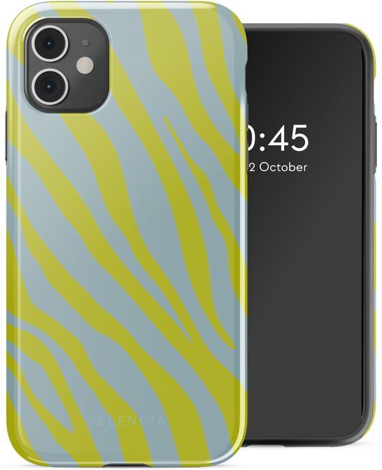 Selencia Hoesje - Geschikt voor Apple iPhone 11 - Backcover - Zebra Winter Sky Titanium Yellow