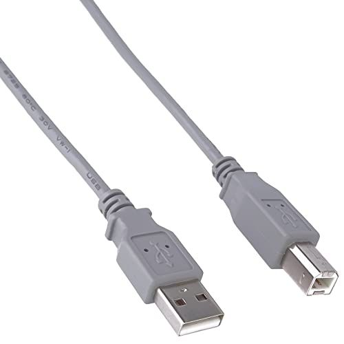 PremiumCord High Speed USB 2.0 Kabel M/M 5 m, A stekker naar B-stekker, USB-verbindingskabel voor scanners enz. Dubbel afgeschermd AWG28, kleur grijs, lengte 5 m