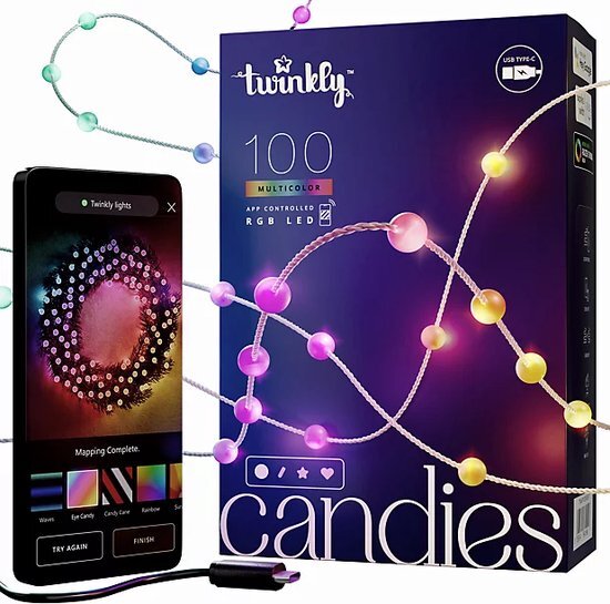 Twinkly Candies Lichtsnoer - Pearl - RGB - Verlichtingsdecoratie - 100 RGB LED’s - 6 meter - Transparant