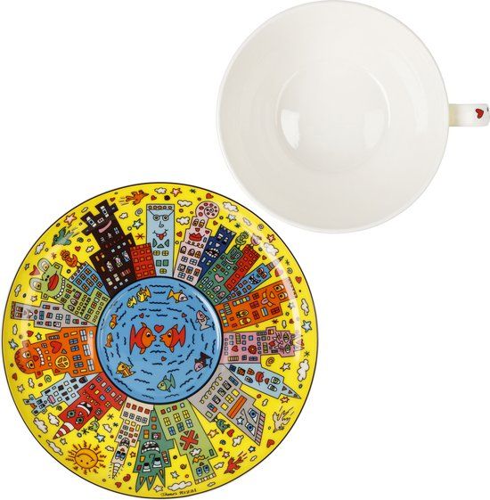 Goebel - James Rizzi | Kop en schotel Cappuccino My New York City Sunset | Porselein