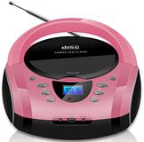 Draagbare Pretty Pink Draagbare boombox - CD/CD-R - USB - FM-radio - AUX-IN ingang - hoofdtelefoonaansluiting - kinderradio - CD-radio - Stereo - Compact systeem - Hot Pink