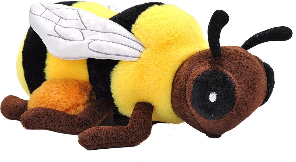 Wild Republic Pluche knuffel dieren Eco honingbij - zwart/geel - 30 cm - Insecten