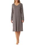 Schiesser Nachthemd Comfort Essentials Dames Lange Mouw Katoen Grafiet Maat 36