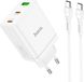 Hoco N33 35W + USB-C câble de chargement, QC 3.0 chargeur rapide, prise secteur, adaptateur de charge rapide, blanc